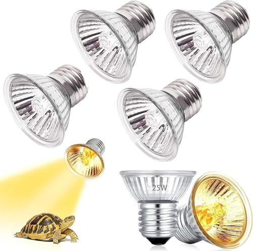 ZeiLaBang Kakadi 4 Stück Schildkröte Wärmelampe,UVA UVB Lampe Terrarium 25 Watt,Reptilien Wärmelampe,Wärmelampe Schildkröten UVA UVB,Reptilien Heizung für Reptilien/Eidechsen/schildkröten/Schlangen von ZeiLaBang Kakadi
