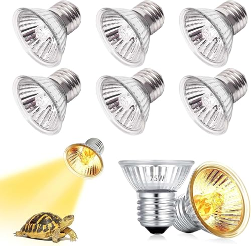 ZeiLaBang Kakadi 6 Stück Schildkröte Wärmelampe,UVA UVB Lampe Terrarium 75 Watt,Reptilien Wärmelampe,Wärmelampe Schildkröten UVA UVB,Reptilien Heizung für Reptilien/Eidechsen/schildkröten/Schlangen von ZeiLaBang Kakadi