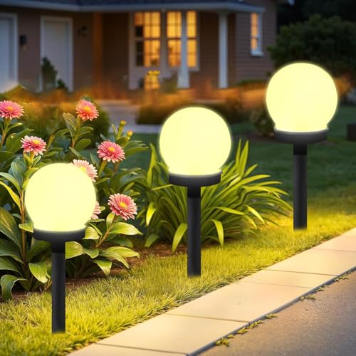 ZeiLaBang Kakadi Solarlampen für Außen Kugel,3 Stück Solar Gartenleuchten für Außen,LED Kugel mit Erdspieß,Solar Gartenleuchte Wasserdicht Solarlampe für Terrasse Gehwege Hof Gartendeko von ZeiLaBang Kakadi