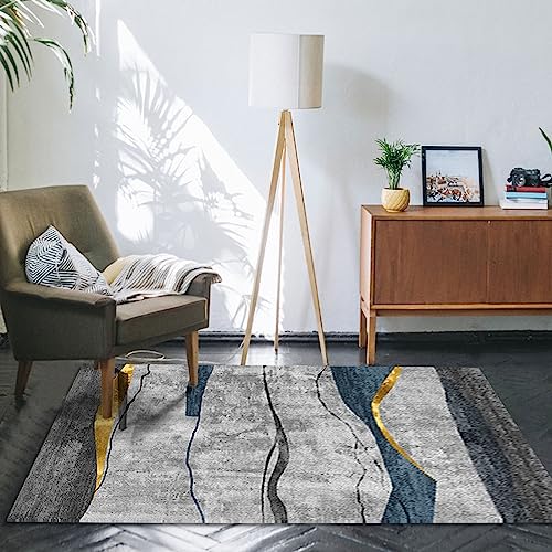 Zeiayuas Wohnzimmer Teppich Quadratische Teppiche Sofa Teppiche Schlafzimmer Teppich geometrisches Muster Mehrfarbig Ästhetik Stilvolle Teppiche Umweltfreundlicher Teppich 80 * 160cm (Hellgrau) von Zeiayuas