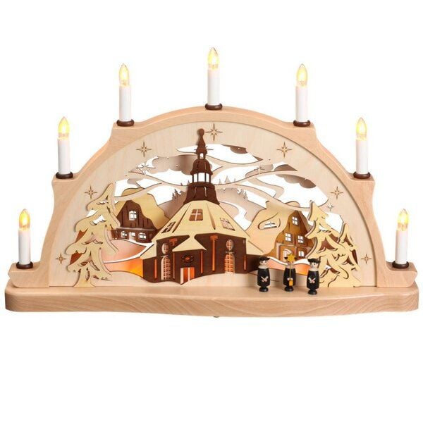 Zeidler Erzgebirge Schwibbogen Seiffener Kirche bestückt -3D Optik von Zeidler Erzgebirge