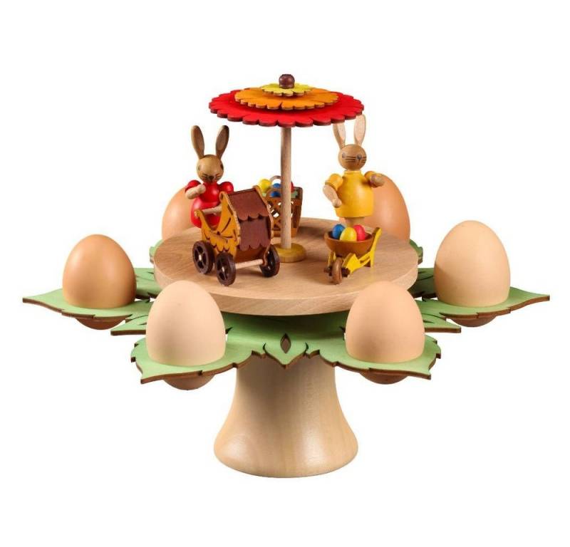 Zeidler Holzkunst Kerzenständer Osterdekoration Eierhalter mit Hasen unterm Sonnenschirm bunt BxHxT von Zeidler Holzkunst