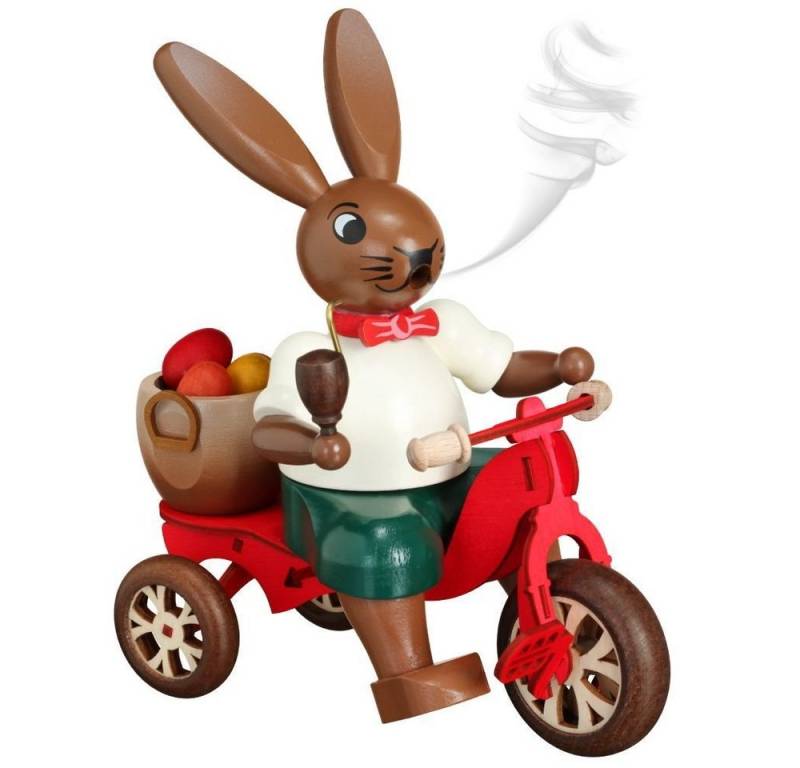 Zeidler Holzkunst Osterhase Räucherfigur Hase auf Dreirad bunt BxHxT 22x21,5x13cm NEU von Zeidler Holzkunst