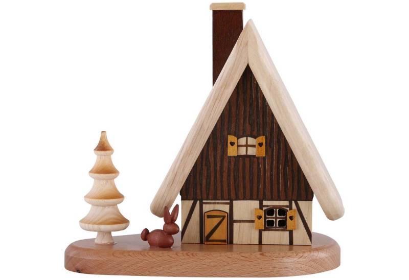 Zeidler Holzkunst Räuchermännchen Rauchhaus auf Sockel, natur (16x15,5x10cm) von Zeidler Holzkunst von Zeidler Holzkunst