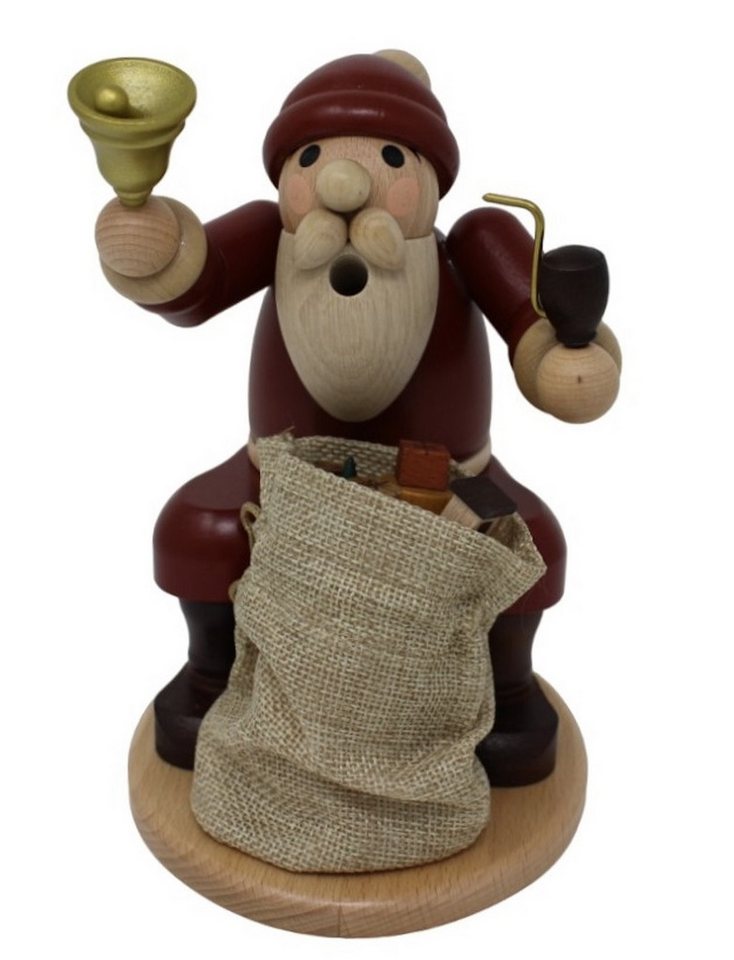 Zeidler Holzkunst Räuchermännchen Weihnachtsmann mit Sack-Höhe: 20 cm-Handarbeit aus dem Erzgebirge, (1 St), Handarbeit aus dem Erzgebirge von Zeidler Holzkunst