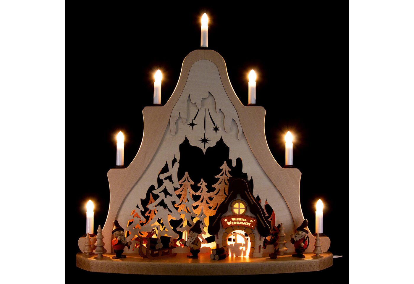 Zeidler Holzkunst Schwibbogen Lichterspitze Wichtel (53x50cm) von Zeidler Holzkunst von Zeidler Holzkunst