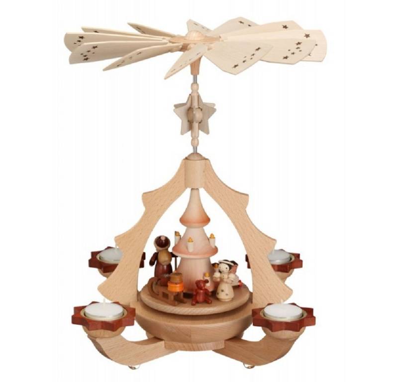 Zeidler Holzkunst Weihnachtspyramide Leuchterpyramide Bescherung für 4 Teelichter Erzgebirge von Zeidler Holzkunst