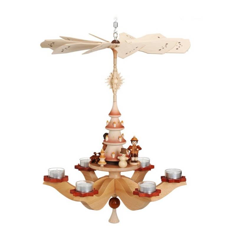 Zeidler Holzkunst Weihnachtspyramide Zeidler Hängepyramide Winterkinder natur, 6-armig, Handarbeit aus dem Erzgebirge von Zeidler Holzkunst