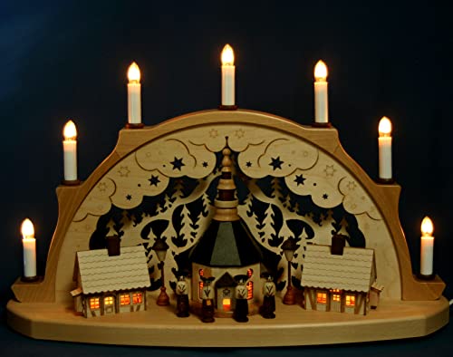 Exclusiver Schwibbogen Seiffener Kirche 53cm, innenbeleuchtet - Handwerkskunst aus dem Erzgebirge von Zeidler