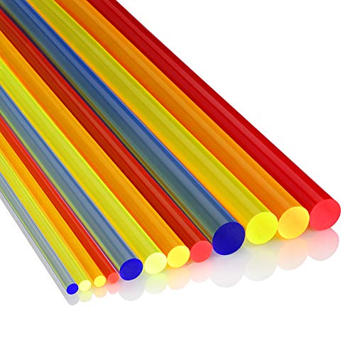 Rundstab Ø 15mm aus rot fluoreszierendem Acrylglas XT, 1000mm - Zeigis® / Vollstab/Säule/Massivstab/Neonfarben/Neonrot/leuchtend/schwarzlicht von Zeigis