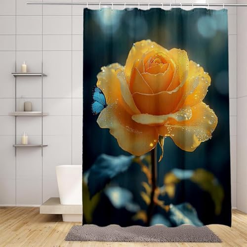 Duschvorhang 120x200 cm, Duschrollo Gelb Duschrollo für Badewanne Rose Shower Curtains mit 12 Duschvorhangringe, Wasserabweisend Duschvorhänge Beschwerter Saum für Badewanne und Bad -zpg2507396 Duschvorhang 120x200 cm, Duschrollo Gelb Duschrollo für Badewanne Rose Shower Curtains mit 12 Duschvorhangringe, Wasserabweisend Duschvorhänge Beschwerter Saum für Badewanne und Bad -zpg2507396 von Zeipopge