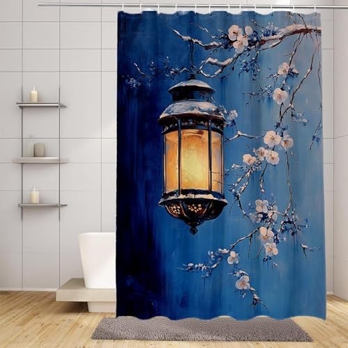 Duschvorhang 180x240cm, Duschrollo Blau Duschrollo für Badewanne Blume Shower Curtains mit 12 Duschvorhangringe, Wasserabweisend Duschvorhänge Beschwerter Saum für Badewanne und Bad -zpg25073GV Duschvorhang 180x240cm, Duschrollo Blau Duschrollo für Badewanne Blume Shower Curtains mit 12 Duschvorhangringe, Wasserabweisend Duschvorhänge Beschwerter Saum für Badewanne und Bad -zpg25073GV von Zeipopge
