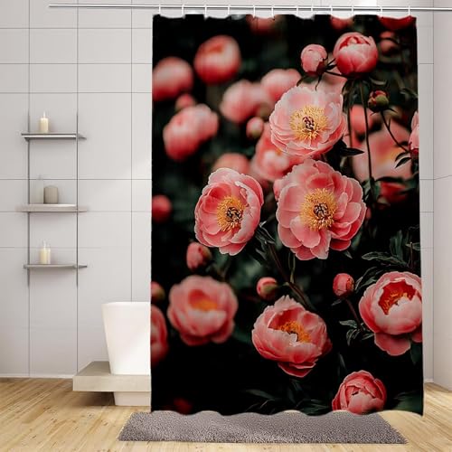 Duschvorhang 90x200, Duschrollo Rosa Duschrollo für Badewanne Blume Shower Curtains mit 12 Duschvorhangringe, HD Druck Wasserabweisend Duschvorhänge Beschwerter Saum für Badewanne und Bad -zpg25073E2 Duschvorhang 90x200, Duschrollo Rosa Duschrollo für Badewanne Blume Shower Curtains mit 12 Duschvorhangringe, HD Druck Wasserabweisend Duschvorhänge Beschwerter Saum für Badewanne und Bad -zpg25073E2 von Zeipopge