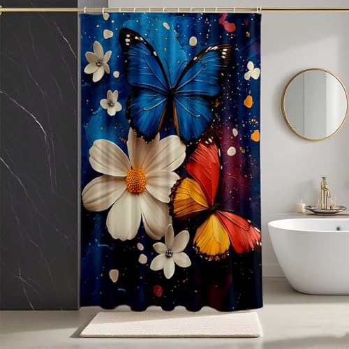Duschvorhang Blau Duschvorhang 80x200, Duschrollo Schmetterling Duschrollo für Badewanne Polyester Textil Shower Curtains mit 12 Duschvorhangringe Shower Curtain für Badezimmer Deko -zpg2507356 Duschvorhang Blau Duschvorhang 80x200, Duschrollo Schmetterling Duschrollo für Badewanne Polyester Textil Shower Curtains mit 12 Duschvorhangringe Shower Curtain für Badezimmer Deko -zpg2507356 von Zeipopge