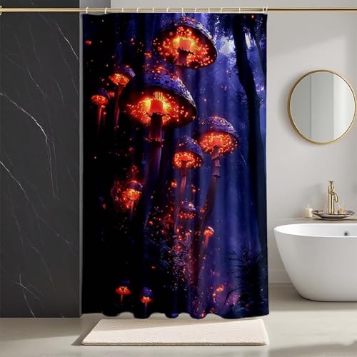 Duschvorhang Schwarz Duschvorhang 200x240 cm, Duschrollo Dschungel Duschrollo für Badewanne Polyester Textil Shower Curtains mit 12 Duschvorhangringe Shower Curtain für Badezimmer Deko -zpg25073I8 von Zeipopge