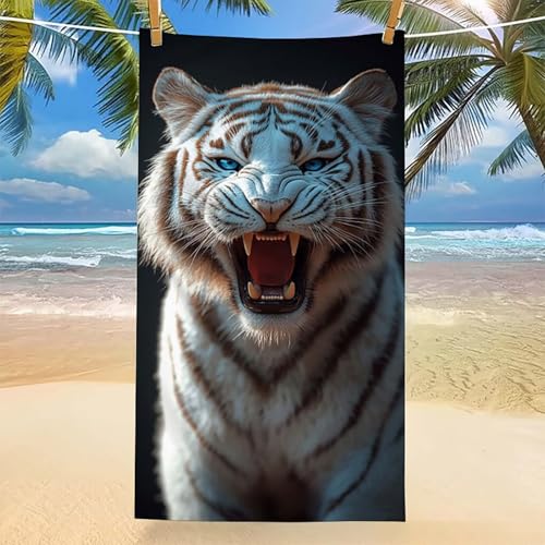 Weiß Strandtuch XXL 100x200 cm, Mikrofaser Handtuch Tiger Strandhandtuch Sandfrei mit Tasche Leichtes und Dünnes Tragbares, Schnell Trocknend strandtücher für Sport Strand Reise Schwimmen -zpg25065P Weiß Strandtuch XXL 100x200 cm, Mikrofaser Handtuch Tiger Strandhandtuch Sandfrei mit Tasche Leichtes und Dünnes Tragbares, Schnell Trocknend strandtücher für Sport Strand Reise Schwimmen -zpg25065P von Zeipopge