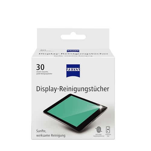 ZEISS Display-Reinigungstücher alkoholfrei 30 Stück zur sicheren & effektiven Reinigung optischer Flächen - jedes Tuch einzeln verpackt - ideal für unterwegs oder auf Reisen von Zeiss