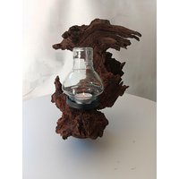 Teelichthalter Kerzenhalter Wurzel Eiche Deko Garten Floristik Handarbeit Wohndeko Teelicht von Zeitdeko