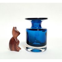 Kleine Vase Gral Glas Hans Theo Baumann Dunkelblau Blau von ZeitsprungAntik