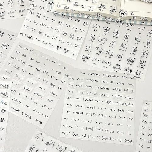 10 Blätter Emoticon Aufkleber Dekorative Aufkleber Cartoon Sticker Schön Für Journal Dekoration Cartoon Emoticon Scrapbook Klar von Zeiwohndc