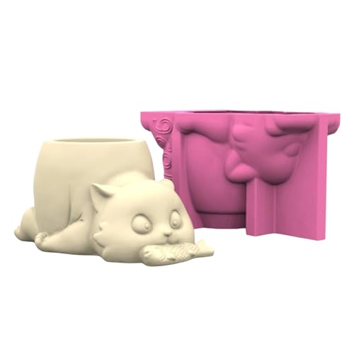 Kreative Katzen Pflanzer Stury Silicon Schimmel Wiederverwendbare Künstler Zement Cast Bastelmittelzubehör Für Haus Und Gartenbüro Schreibtisch Origination von Zeiwohndc