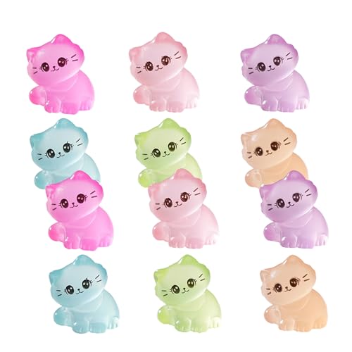 Zeiwohndc 12pcs Noctiluccy Harzkatzen Figuren Feen Gartenlandschaftszubehör Für Handwerksprojekt Und Heimatkaper Landschaftsdekoration Für Garten von Zeiwohndc