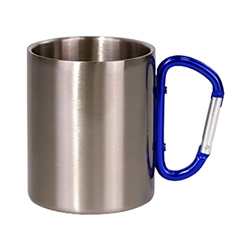 Zeizafa 300 ml DIY Edelstahl Reisebecher mit Karabiner Griff Tasse für Outdoor Sport Edelstahl Travel Portable Mug von Zeizafa