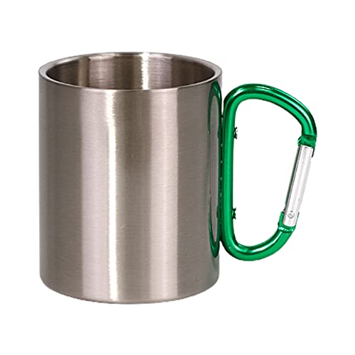 Zeizafa 300 ml DIY Edelstahl Reisebecher mit Karabiner Griff Tasse für Outdoor Sport Edelstahl Travel Portable Mug von Zeizafa