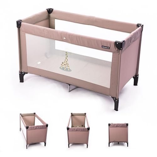 Zekiwa Kinder Reisebett [+ TRANSPORTTASCHE] XL 125 x 65 cm, für Babys und Kinder ab Geburt bis 15 kg, Reisebett Baby Leicht, Kompakt Faltbar + Faltboden - Farbe Coffee Gästebett und Babybett von Zekiwa