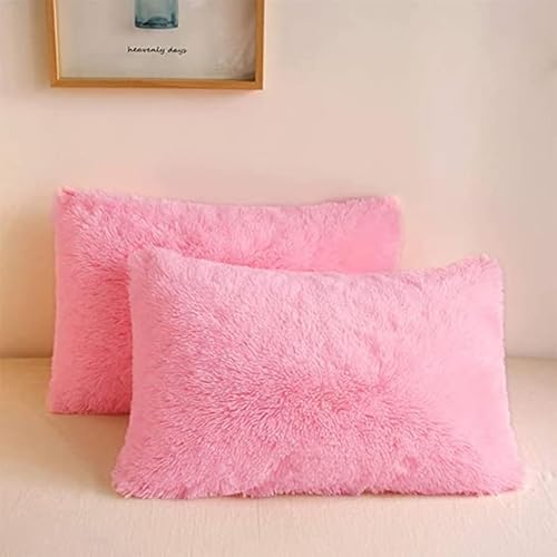 Zelbuck 2er Set Kissenbezüge 50x70 cm Plüschkissen Kuschelig Couchkissen Superweich Kissen Flauschig Kissenbezug für Sofa Dekokissen Garten Outdoor Kissen (Pink,50x70 cm) von Zelbuck