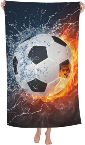 Zelbuck Fußball Strandtuch Mikrofaser Strandtuch Groß Schnelltrocknendes Bedrucktes Handtuch Badetuch Für Jungen Geschenke (Football,80x160 cm) von Zelbuck