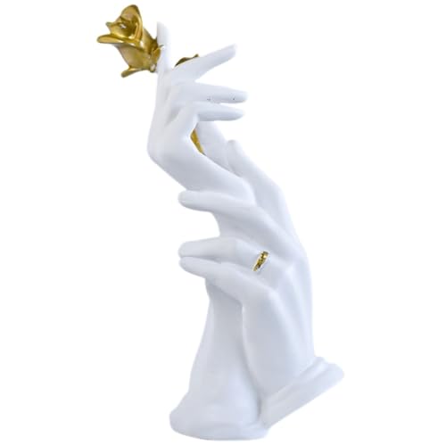 Zelbuck Paarstatue, Kreative Hand-in-Hand-Skulptur, Wohndekoration Aus Kunstharz, Romantisches Lebensornament for Hochzeit, Paare, Liebhaber(White) von Zelbuck