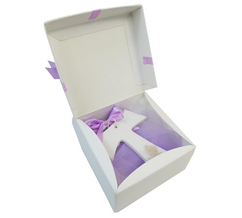 Gastgeschenk zur Kommunion verpackt Applikation Tau Keramik von Zelda Bomboniere