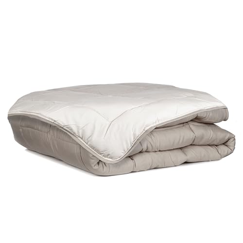 Zelesta Bettdecke Waschbare Ganzjahresdecke Mikrofaser Steppdecke Antiallergisch Schlafdecke Easybed - Taupe & Leinen (240x220cm) von Zelesta