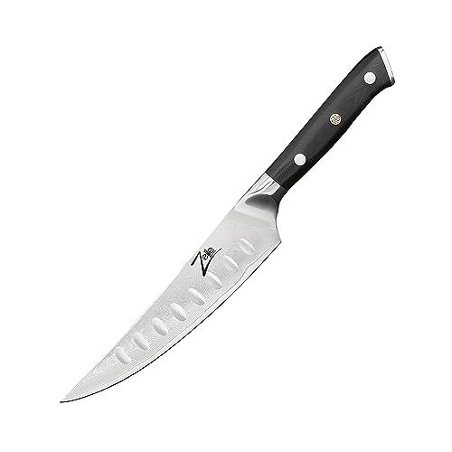Zelite Infinity Ausbein- und Filetiermesser 15cm - Alpha-Royal-Serie Küchenmesser – Damastmesser aus Japanischem AUS-10 Superstahl – Rasiermesserscharfes Damastmesser Küchenmesser mit Granton-Schliff von Zelite Infinity