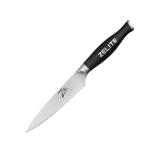 Zelite Infinity Universal- und Küchenmesser 13cm - Comfort-Pro-Serie Kochmesser – Rostfreier Deutscher Carbonstahl – Rasiermesserscharfes, Super Komfortables Mehrzweck Gemüsemesser von Zelite Infinity