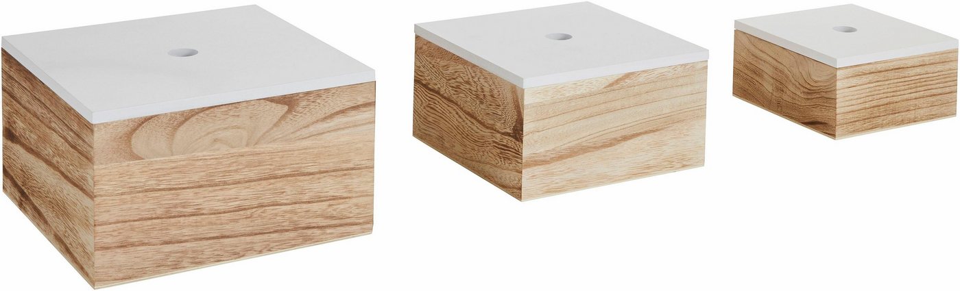Zeller Present Aufbewahrungsbox, 3er Set, Holz, weiß/natur von Zeller Present