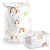 Zeller Present Aufbewahrungskorb "Rainbow" (Aufbewahrungskorb/Wäschesammler-Set), Canvas von Zeller Present