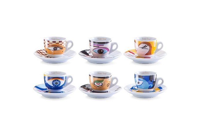 Zeller Present Espressotasse Magic Eyes, Porzellan, 6 Tassen, 6 Untertassen von Zeller Present