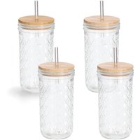 Zeller Present Gläser-Set inkl. Trinkhalm, 580 ml, 4-teilig von Zeller Present