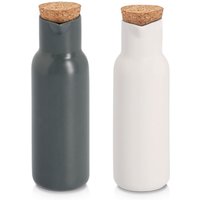 Zeller Present Menage-Set "Essig-/Ölflasche, 2-tlg." präziser Ausguss, Korkverschluss, 300 ml von Zeller Present