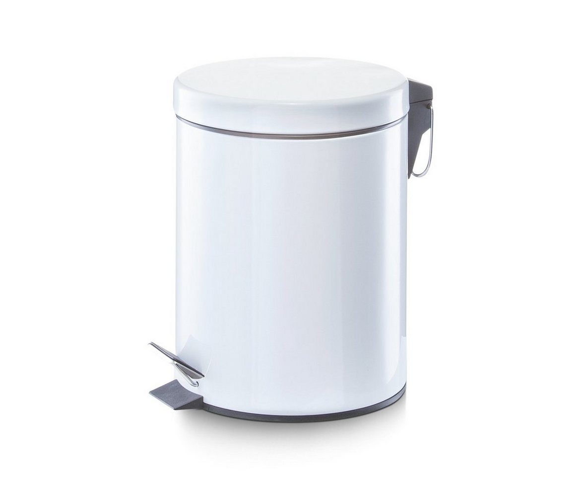 Zeller Present Mülleimer Treteimer, 5 ltr., Metall, weiß, Ø20,5 x 28 cm von Zeller Present