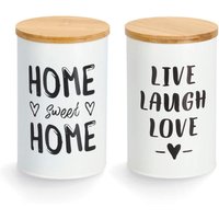 Zeller Present Vorratsdose "Quotes" Set, 2 Stk. tlg. moderner Schriftzug, mit Bambusdeckel, 1000 ml von Zeller Present