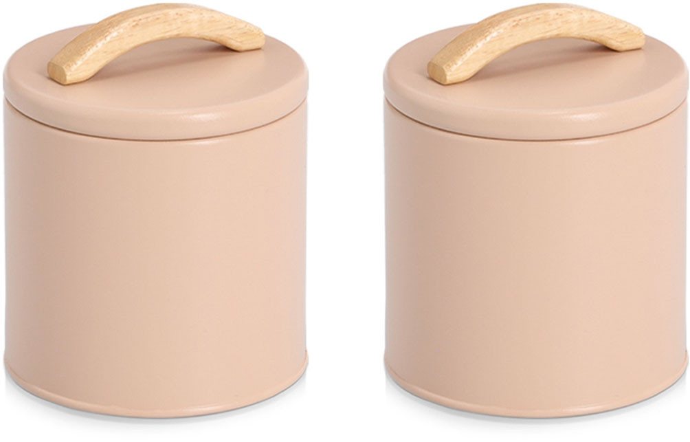 Zeller Present Vorratsdose m. Gummibaumgriff, 2-tlg., Holz, Metall, (Set, 2-tlg), pflegeleicht, 1400 ml von Zeller Present