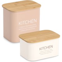 Zeller Present Vorratsdose "mit Bambusdeckel "Kitchen"" Set, 2 Stk. tlg. pflegeleicht, 1200 ml von Zeller Present