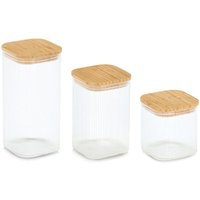 Zeller Present Vorratsglas "mit Bambusdeckel, 3-tlg" Set, 3 Stk. tlg. luftdicht, schützt vor Feuchtigkeit, 720 ml von Zeller Present