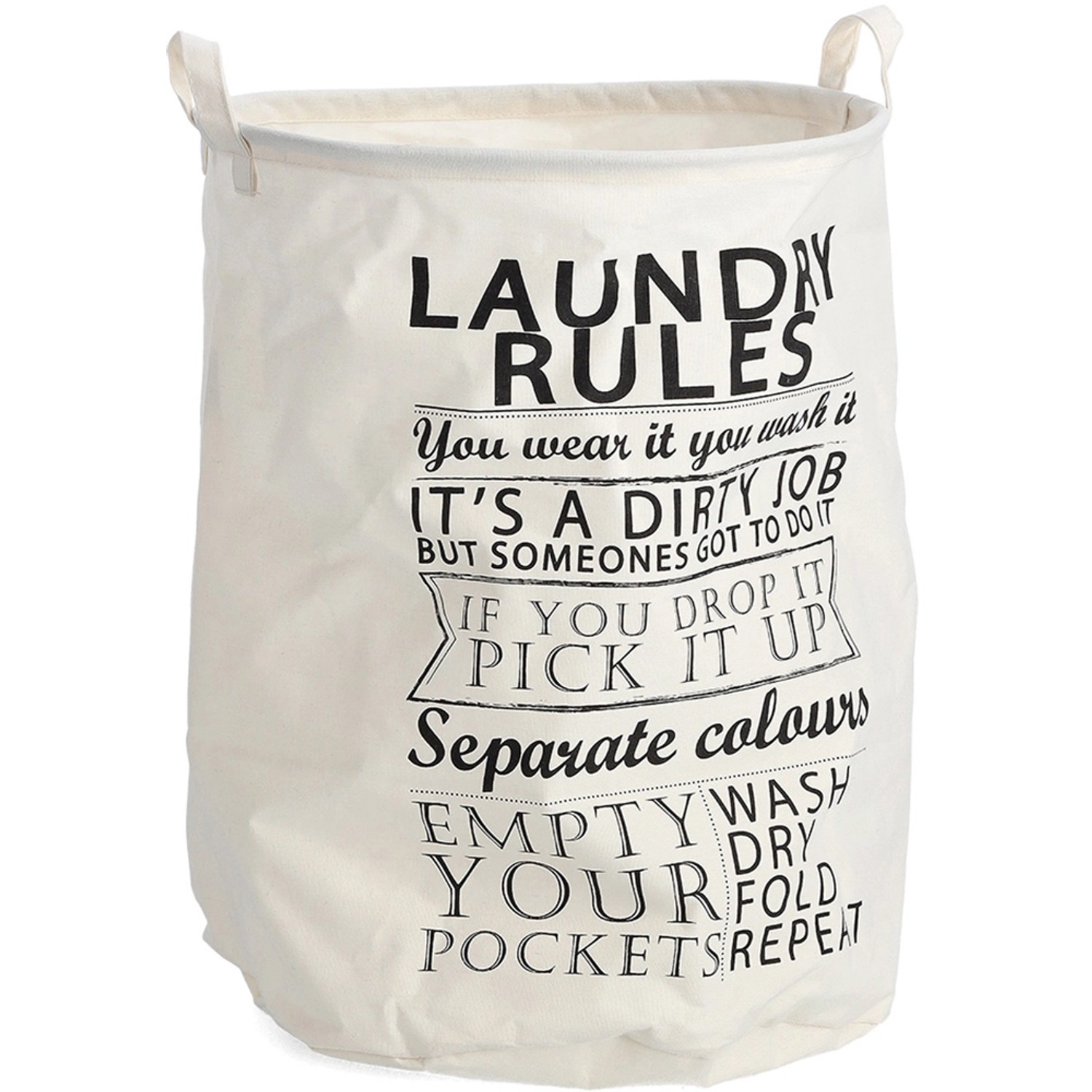 Zeller Present Wäschesammler Laundry Rules Canvas Ø 38 cm x 48 cm Beige von Zeller Present