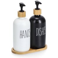 Zeller - Seifen- und Spülmittelspender mit Bambusuntersetzer, 500 ml, 2er-Set Zeller - Seifen- und Spülmittelspender mit Bambusuntersetzer, 500 ml, 2er-Set von Zeller