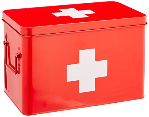 Zeller 18116 Medizinbox, Metall, rot, ca. 32 x 19,5 x 20 cm, Erste-Hilfe-Kasten, Arznei-Aufbewahrung, Hausapotheke von ZELLER PRESENT SCHÖNER LEBEN. PRAKTISCH WOHNEN.