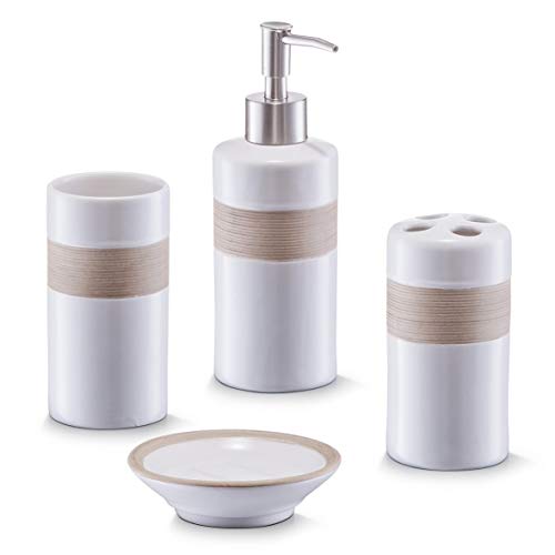 Zeller 18260 Bad-Accessoires-Set, 4-tlg., beige/braun, Keramik, 42 x 21 x 43 cm von ZELLER PRESENT SCHÖNER LEBEN. PRAKTISCH WOHNEN.